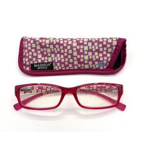 Madison Avenue +1.75 Adult Reading Glasses With Blue Blocker, Case Patterned NEW